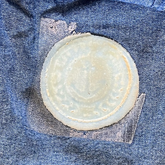 OshKosh Girls Vintage Skirtall Overall Denim Blue Nautical Logo 5T - Picture 7 of 8